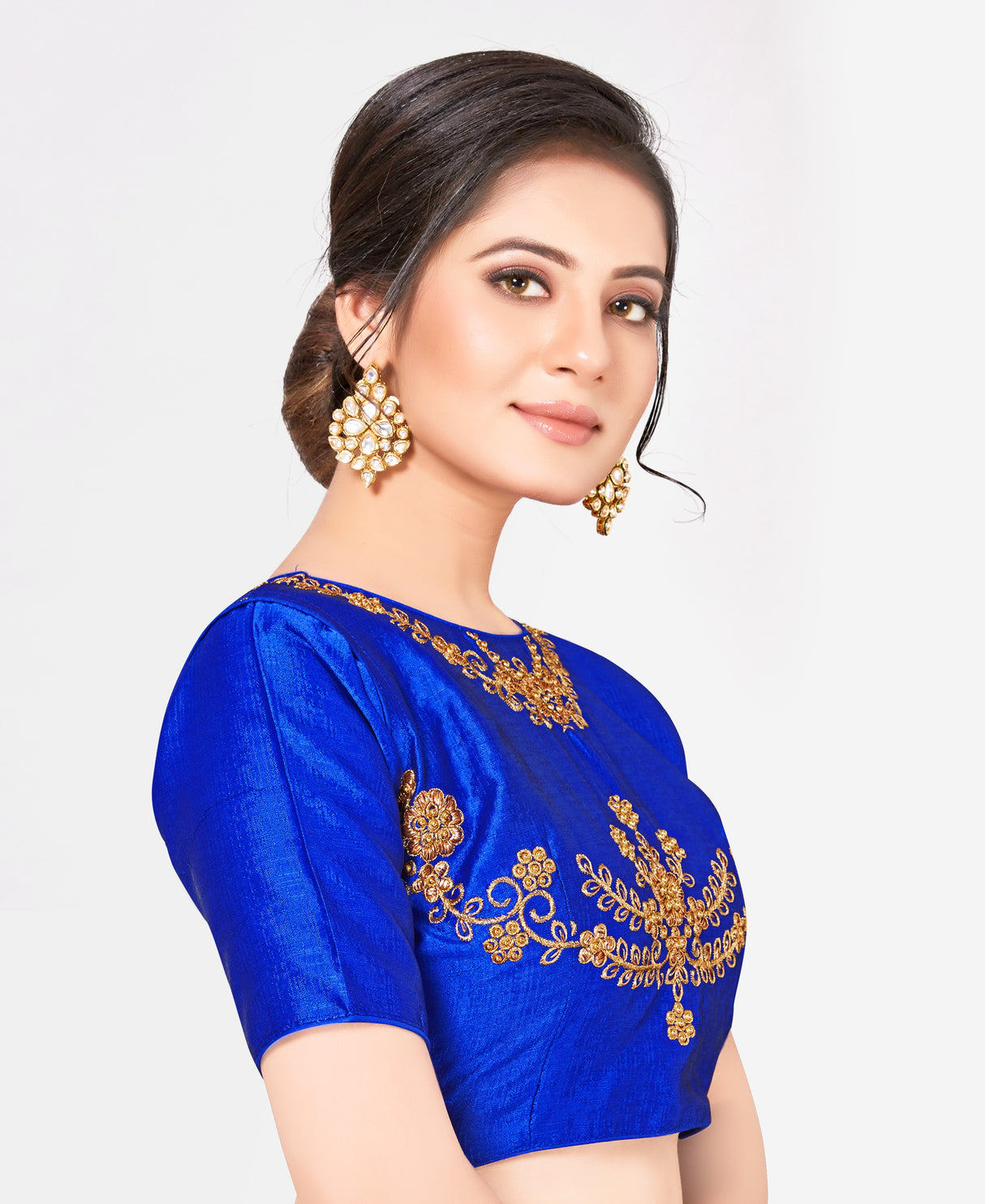 MIMOSA Semi Stitched Raw Silk Blouse Embroidery Work