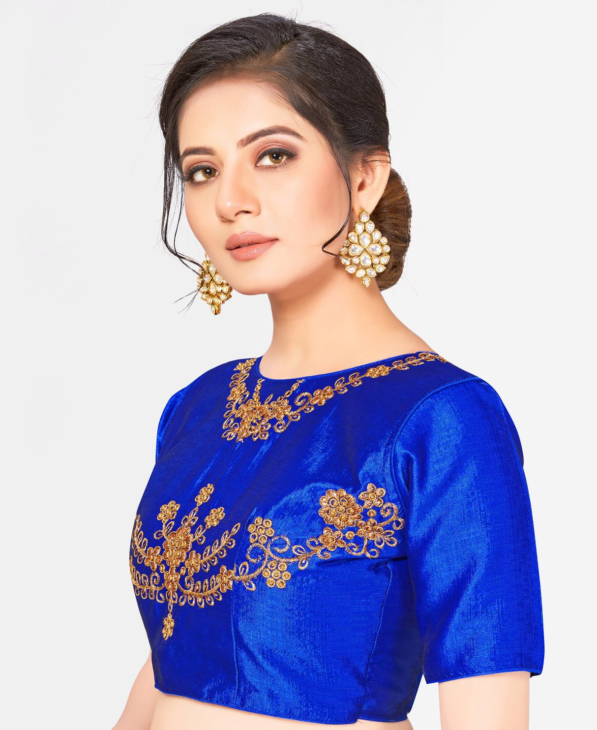 MIMOSA Semi Stitched Raw Silk Blouse Embroidery Work