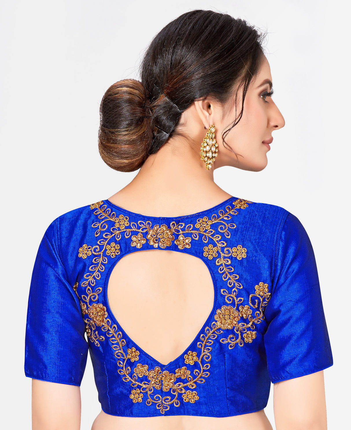 MIMOSA Semi Stitched Raw Silk Blouse Embroidery Work