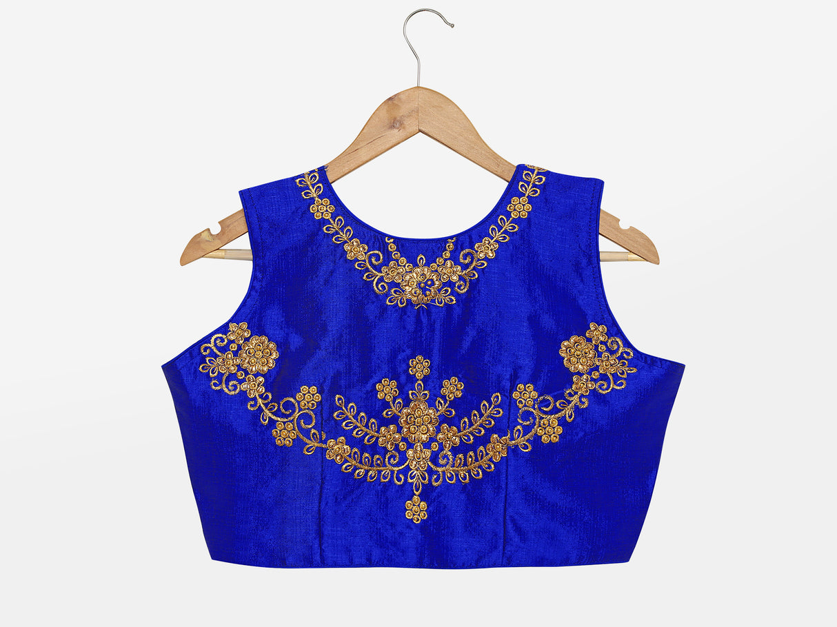 MIMOSA Semi Stitched Raw Silk Blouse Embroidery Work