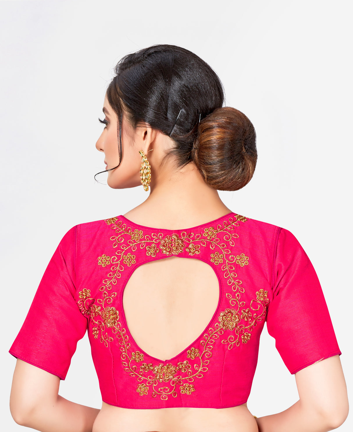 MIMOSA Semi Stitched Raw Silk Blouse Embroidery Work