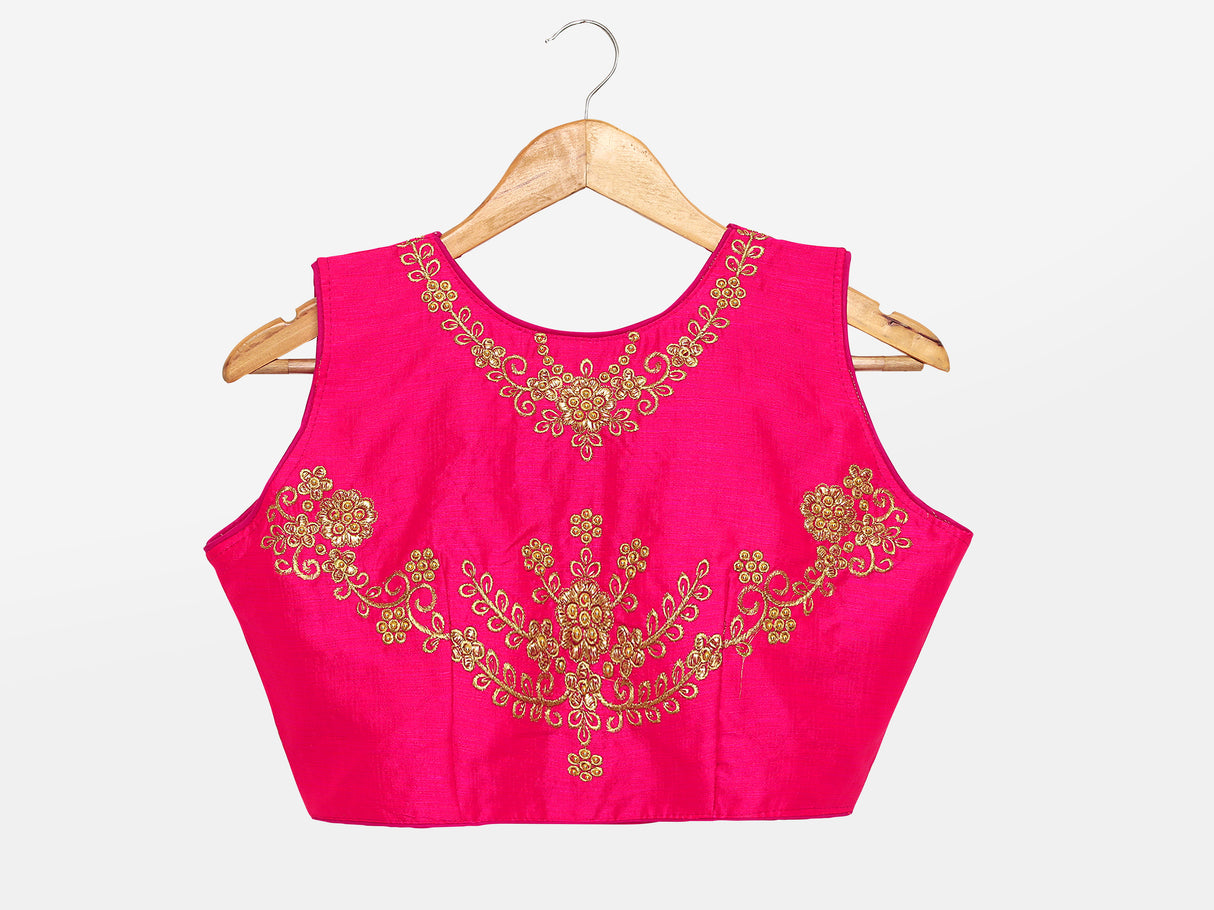 MIMOSA Semi Stitched Raw Silk Blouse Embroidery Work