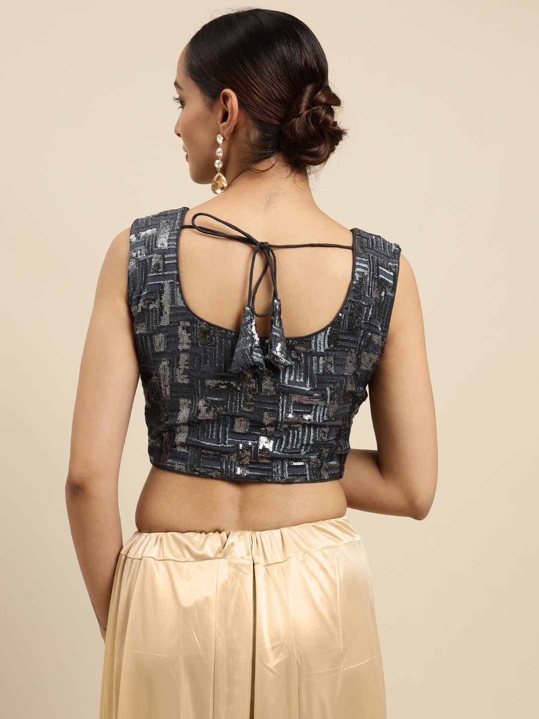 Mimosa WomenÊCharcoal Embroidered Readymade Blouse