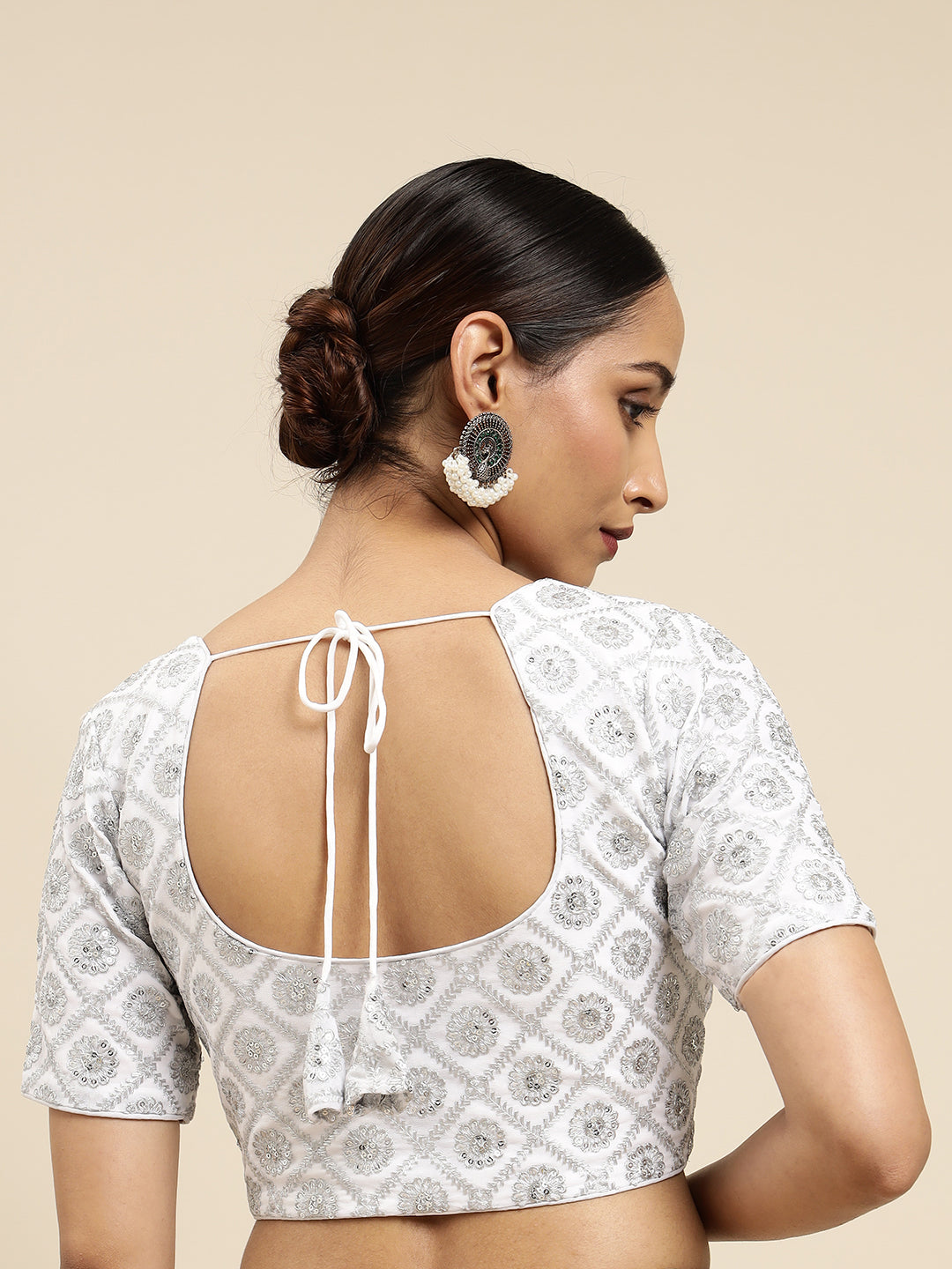 Mimosa WomenÊSilver Embroidered Readymade Blouse