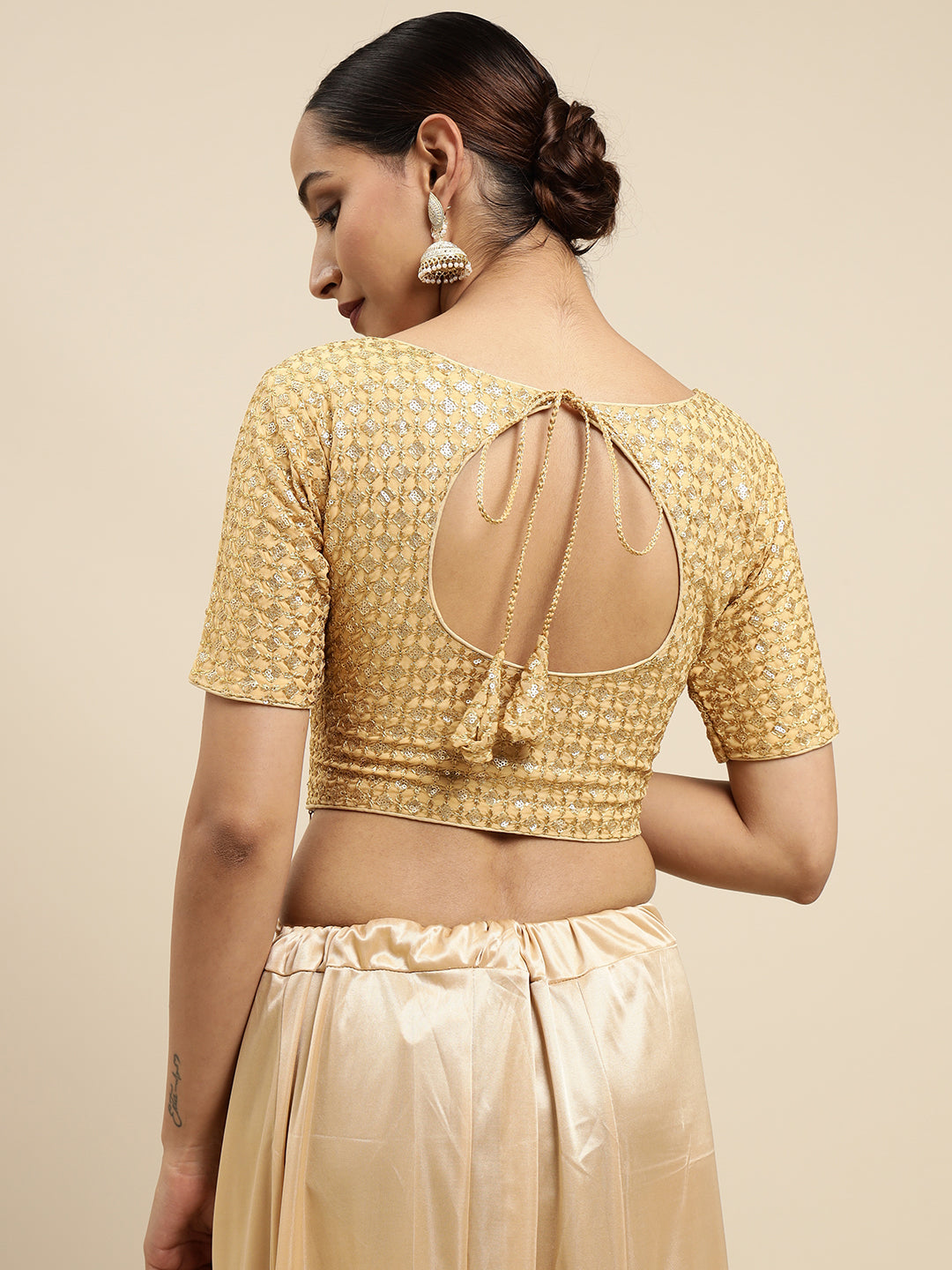 Mimosa WomenÊBrown Embroidered Readymade Blouse