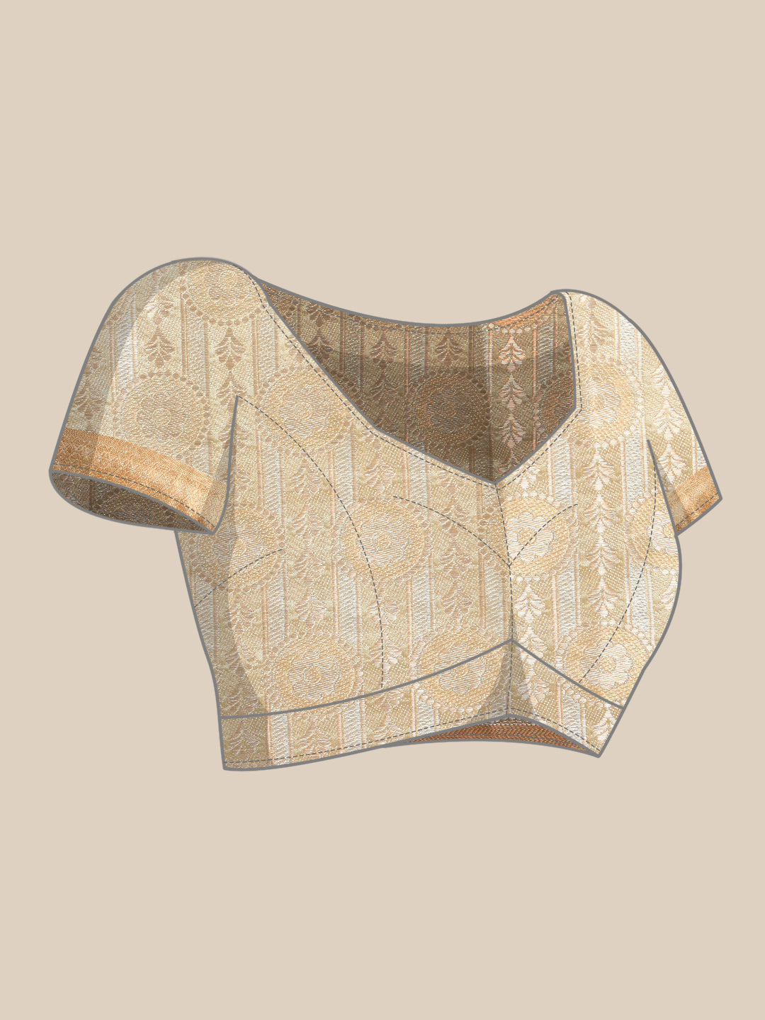 Mimosa Womens Art Silk Saree Kasavu Cream Color