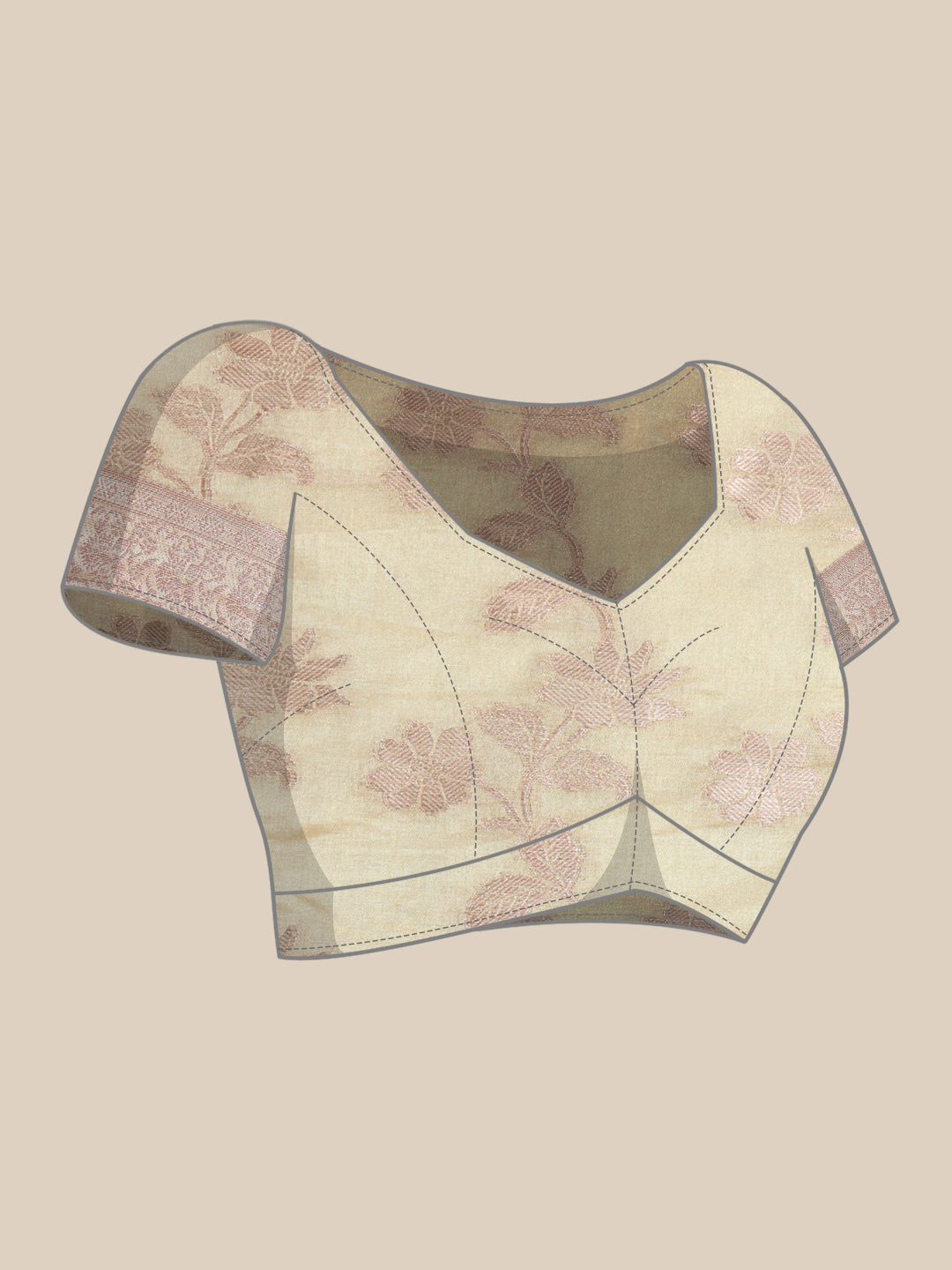 Mimosa Womens Art Silk Saree Kasavu Cream Color