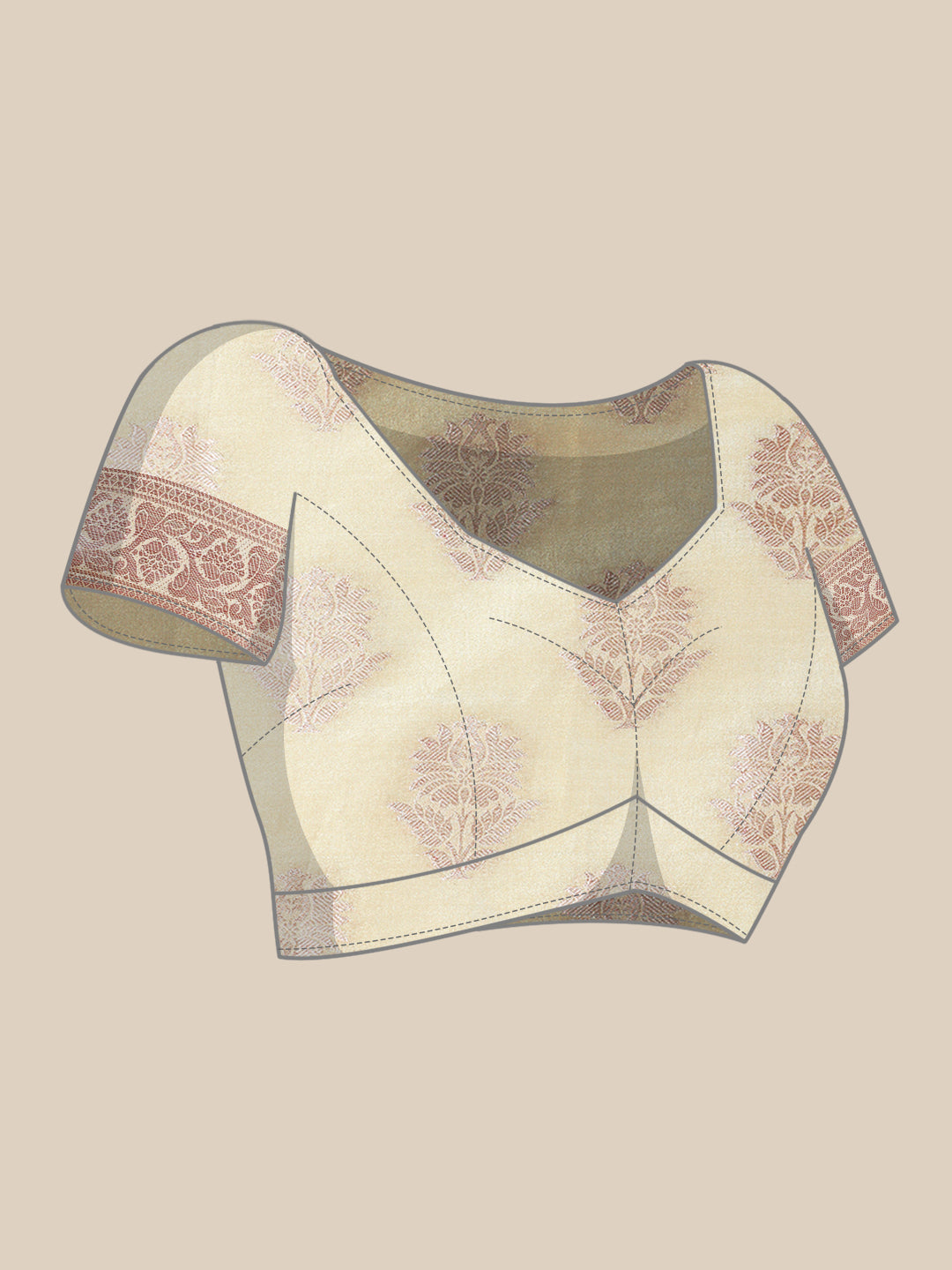 Mimosa Womens Art Silk Saree Kasavu Cream Color