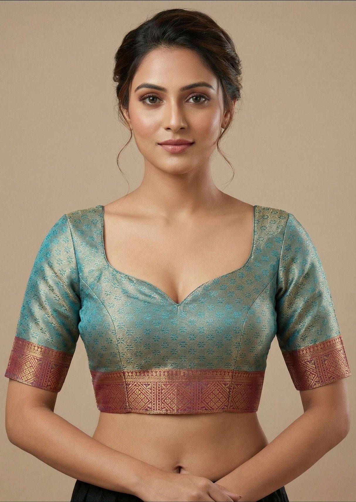 MIMOSA Women's Woven Design Kanjivaram Style Art Silk Saree with Blouse Piece - Ananda (SA00002804ANFREE)