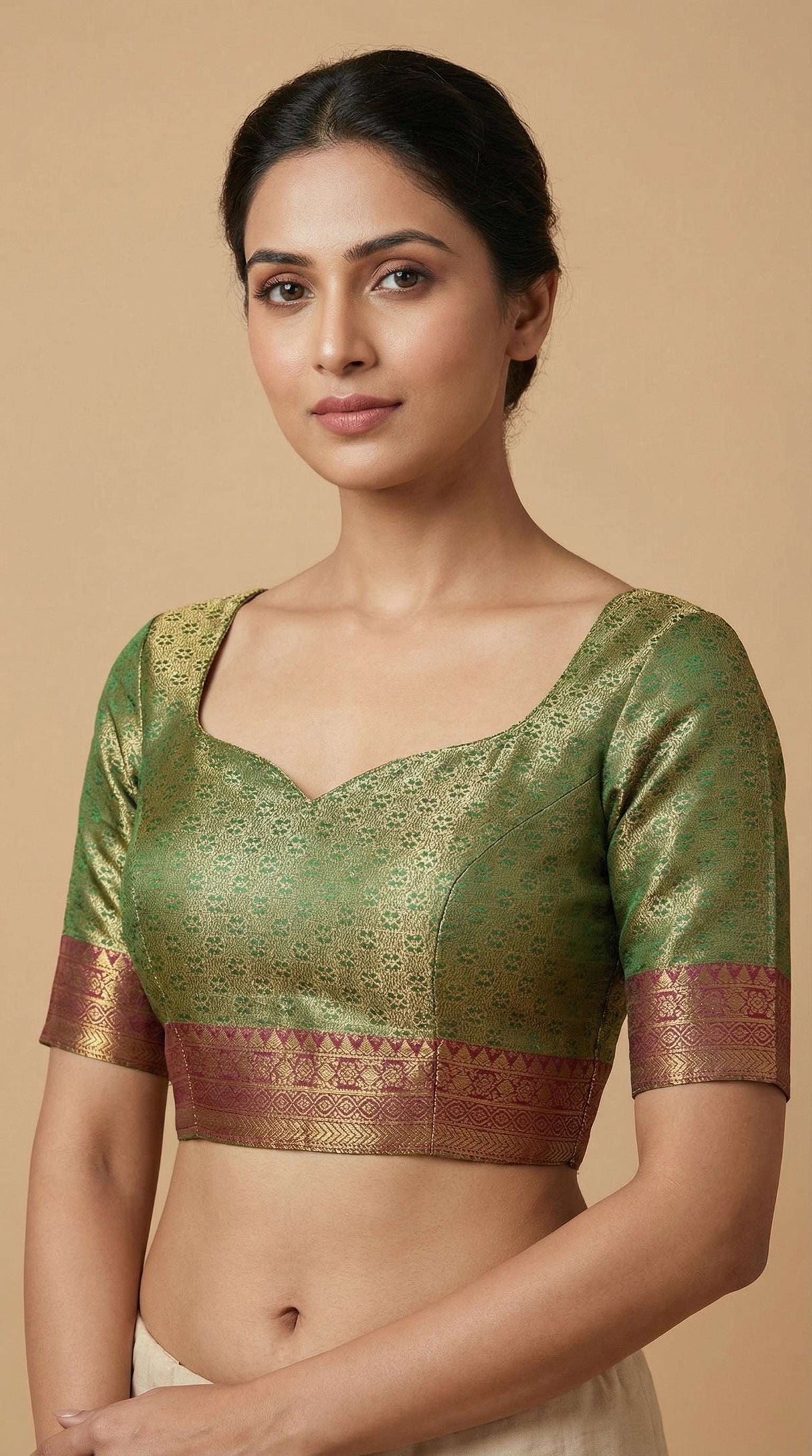 MIMOSA Women's Woven Design Kanjivaram Style Art Silk Saree with Blouse Piece - Green (SA00002866GRNFREE)