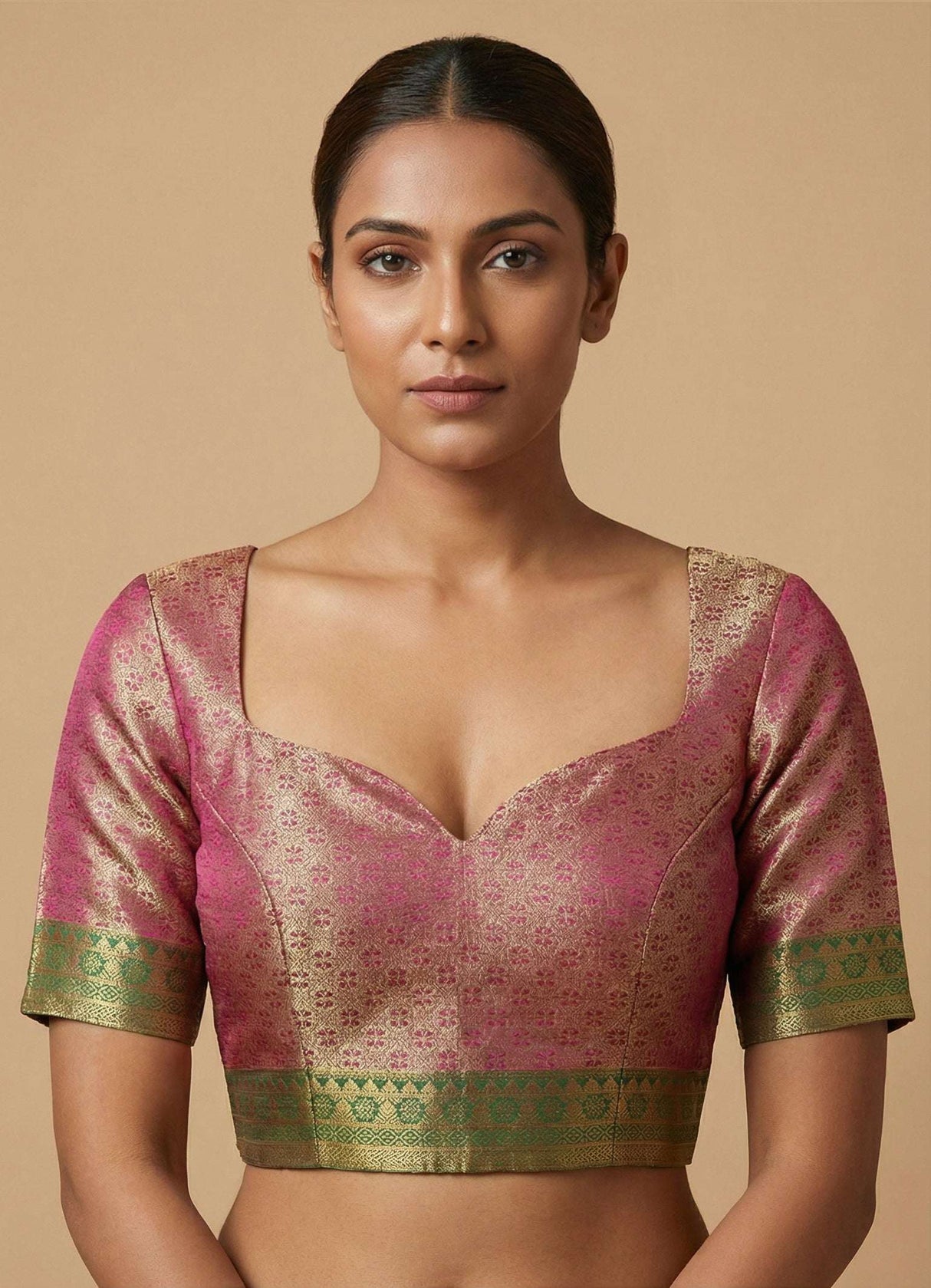 MIMOSA Women's Woven Design Kanjivaram Style Art Silk Saree with Blouse Piece - Magenta (SA00002866MJFREE)