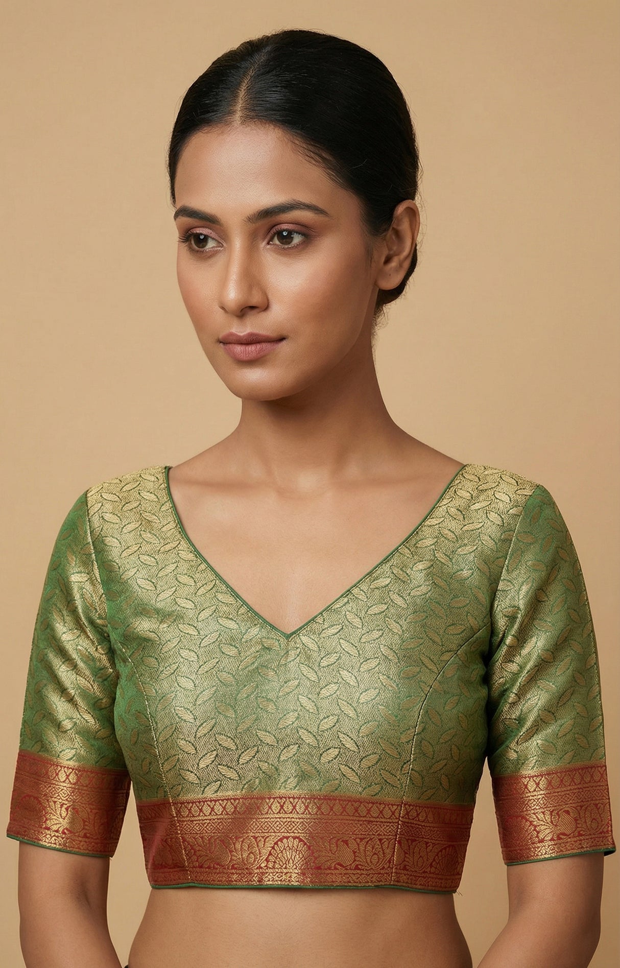 MIMOSA Women's Woven Design Kanjivaram Style Art Silk Saree with Blouse Piece - Green (SA00002477GRNFREE)