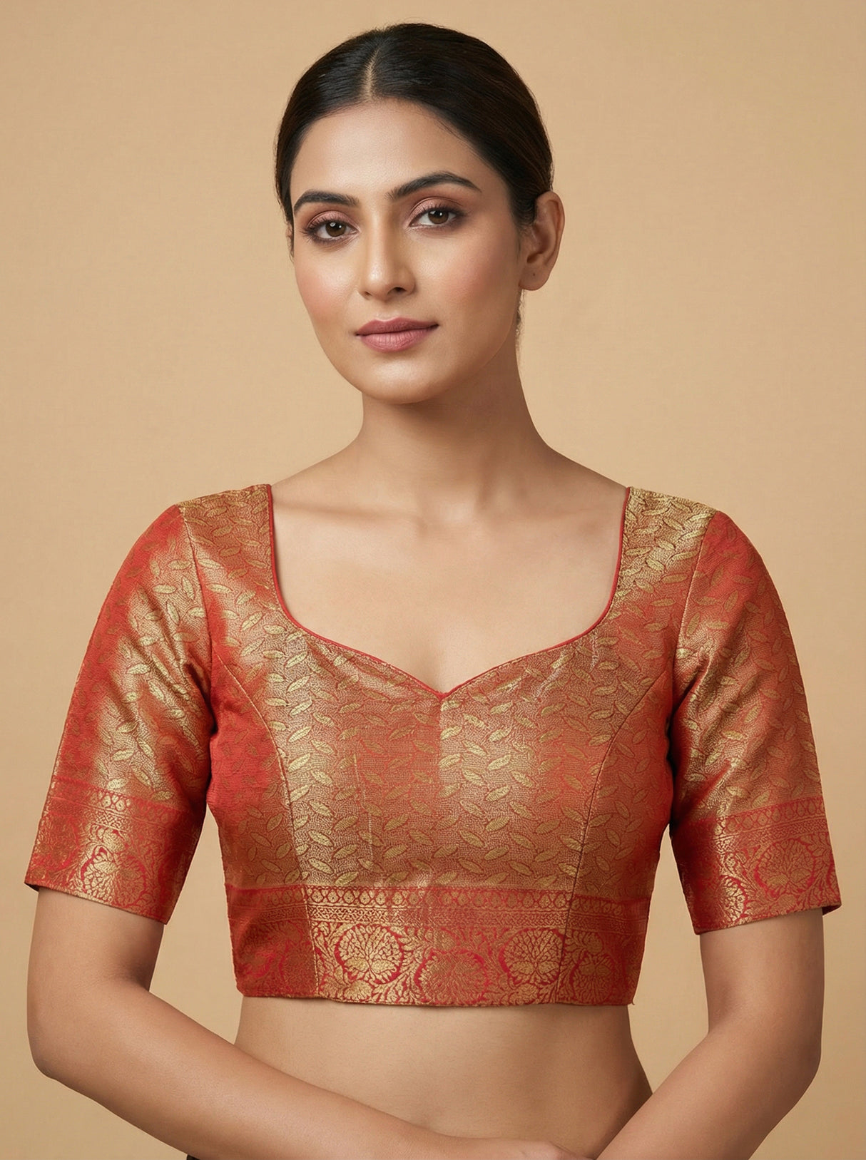 MIMOSA Women's Woven Design Kanjivaram Style Art Silk Saree with Blouse Piece - Maroon (SA00002477MRFREE)