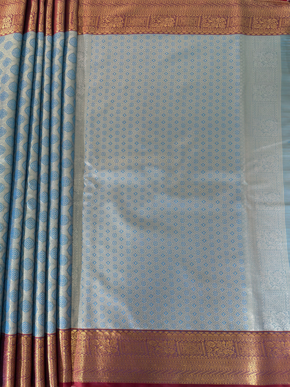 MIMOSA Women's Woven Design Kanjivaram Style Art Silk Saree with Blouse Piece - Ananda (SA00002734ANFREE)