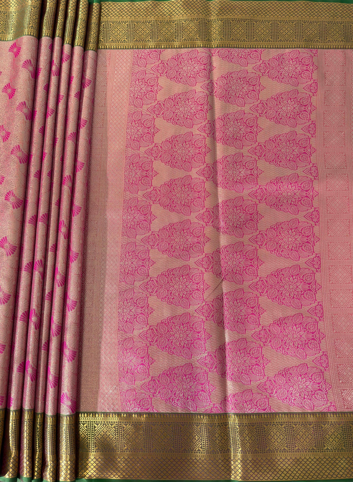 MIMOSA Women's Woven Design Kanjivaram Style Art Silk Saree with Blouse Piece - Rani Pink (SA00002804RNFREE)