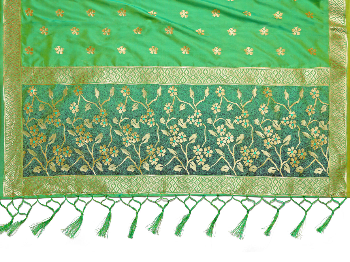 MIMOSA Women's Banarasi Art Silk dupatta Turquoise Color