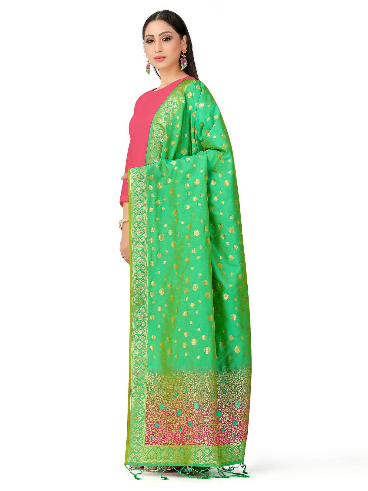 MIMOSA Women's Banarasi Art Silk dupatta Color