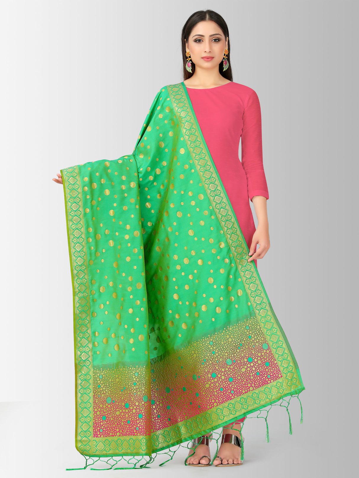 MIMOSA Women's Banarasi Art Silk dupatta Color