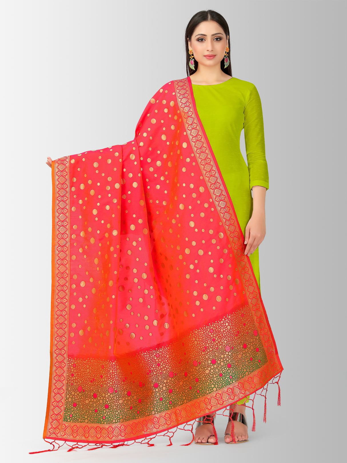 MIMOSA Women's Banarasi Art Silk dupatta Pink Color