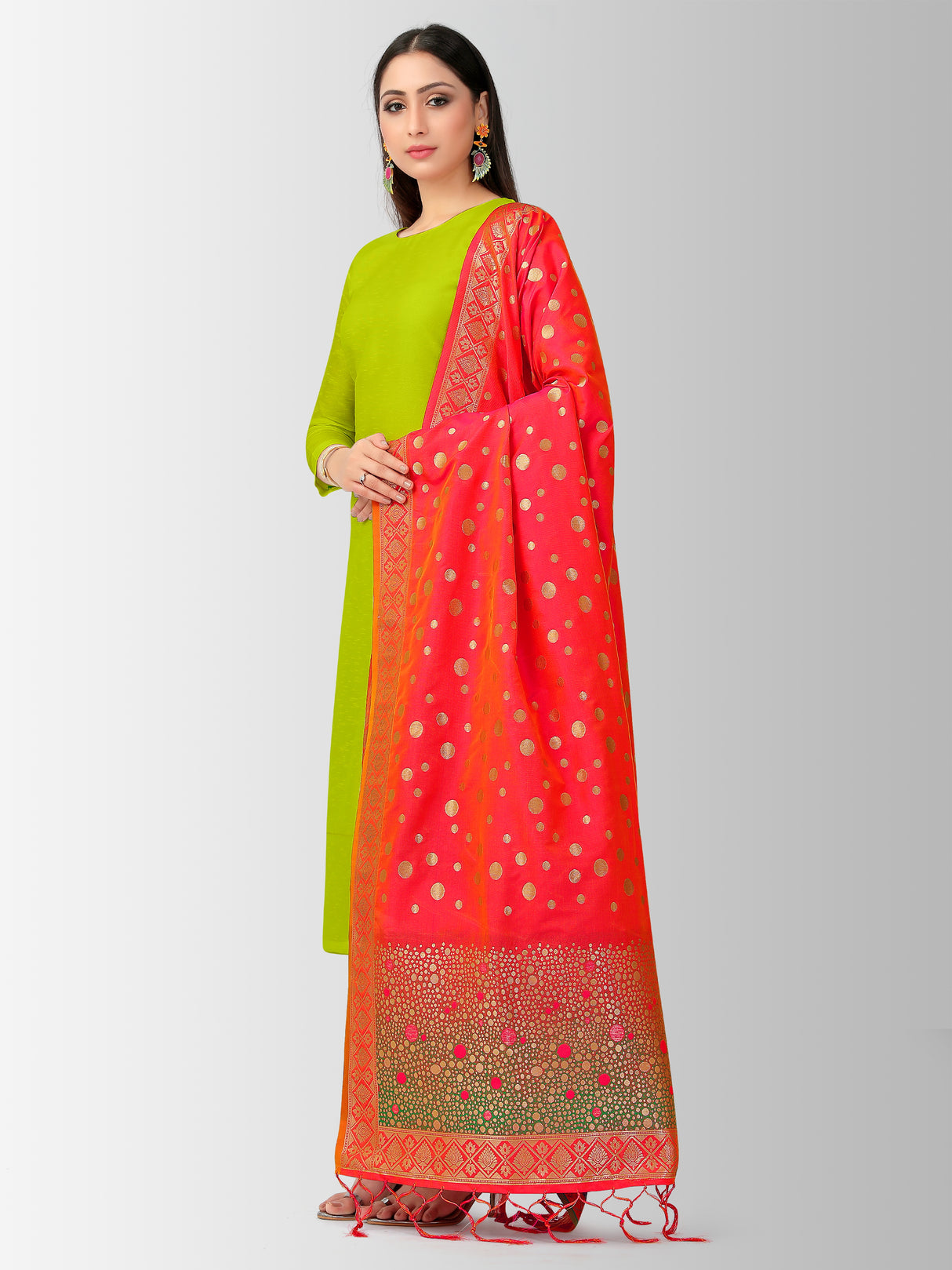 MIMOSA Women's Banarasi Art Silk dupatta Pink Color