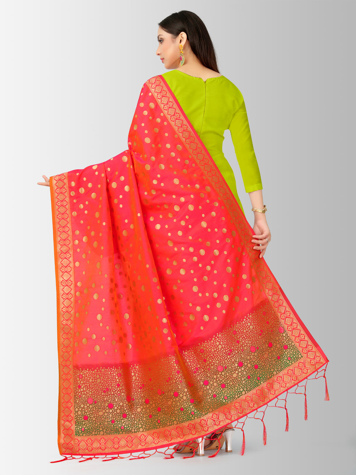 MIMOSA Women's Banarasi Art Silk dupatta Pink Color