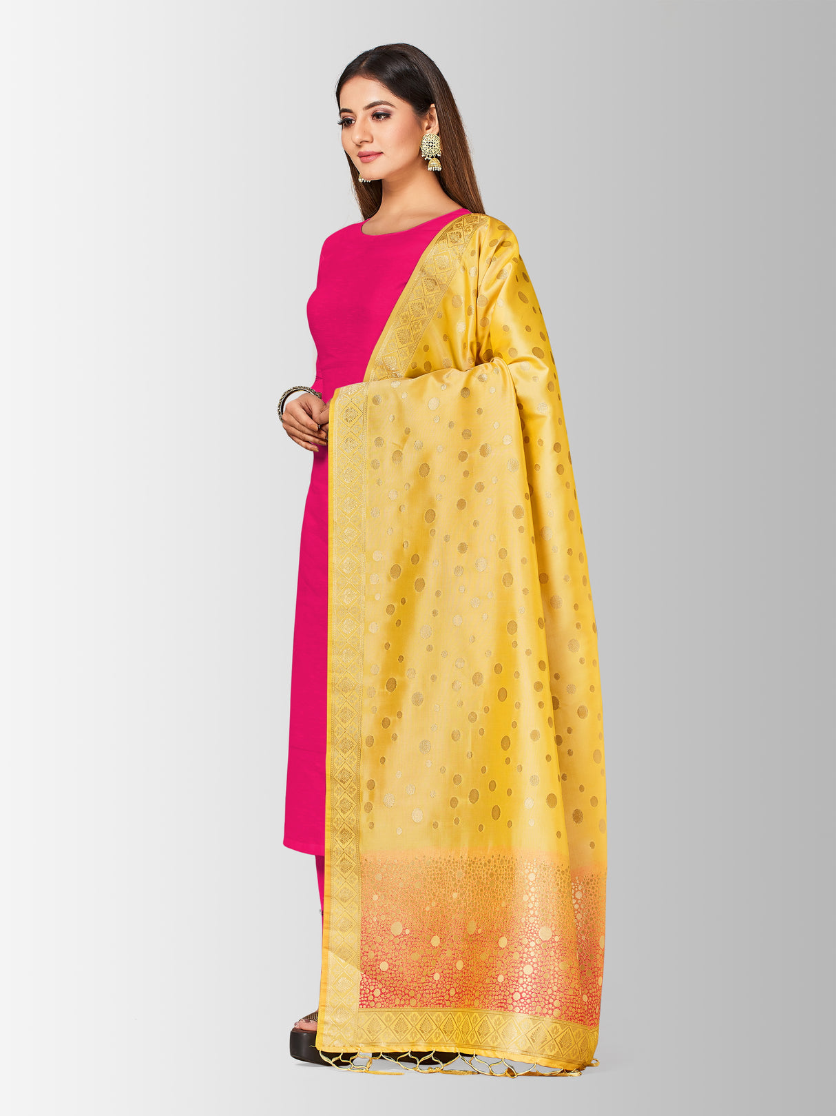 MIMOSA Women's Banarasi Art Silk dupatta Color