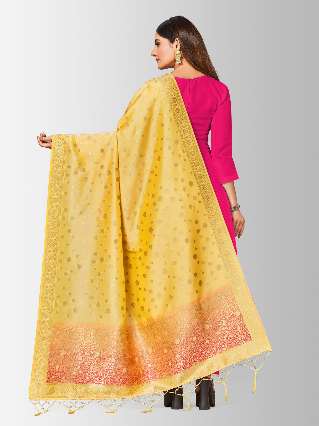 MIMOSA Women's Banarasi Art Silk dupatta Color