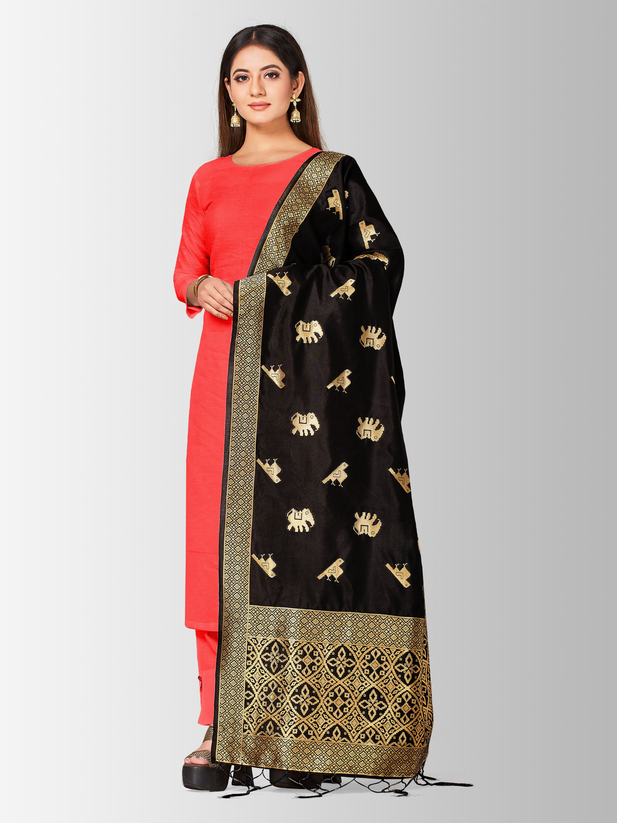 MIMOSA Women's Banarasi Art Silk dupatta Color