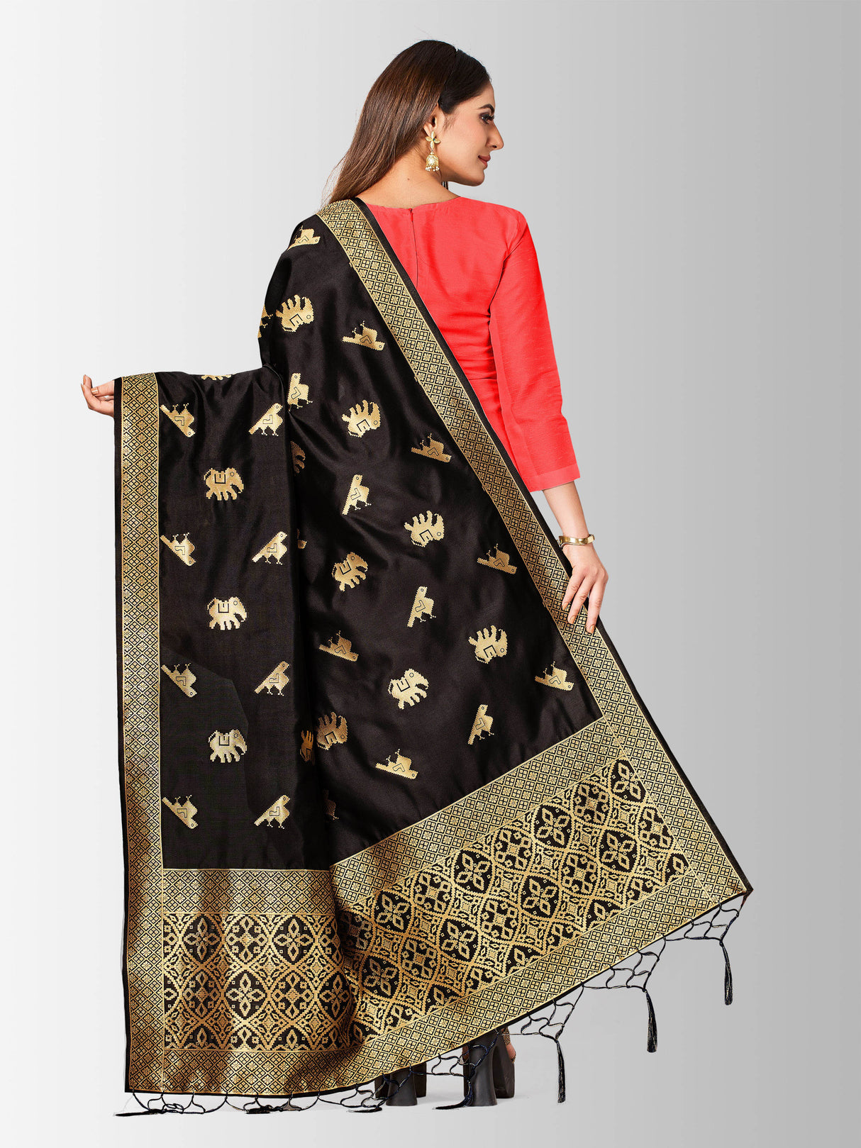 MIMOSA Women's Banarasi Art Silk dupatta Color
