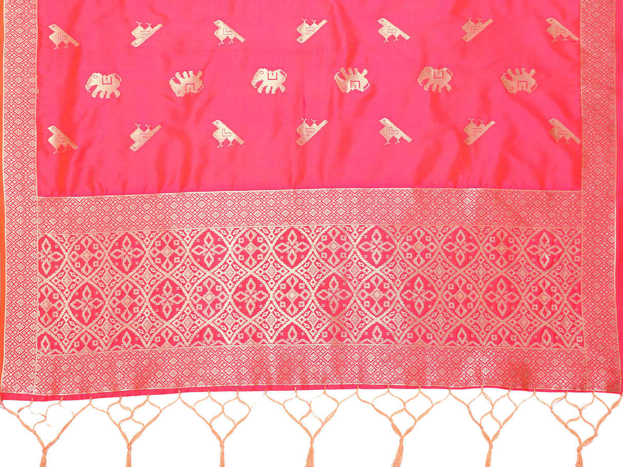 MIMOSA Women's Banarasi Art Silk dupatta Pink Color