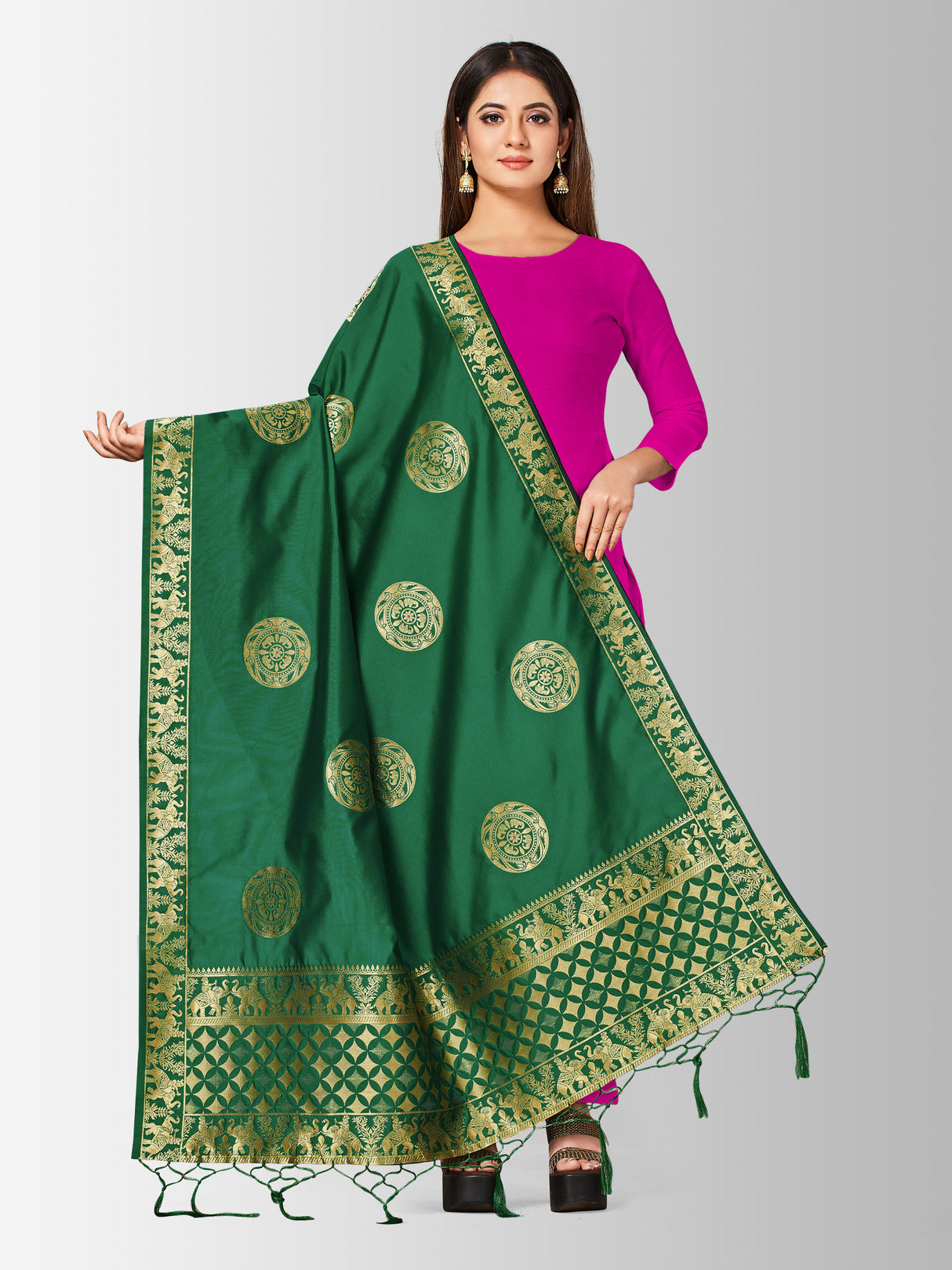 MIMOSA Women's Banarasi Art Silk dupatta Color