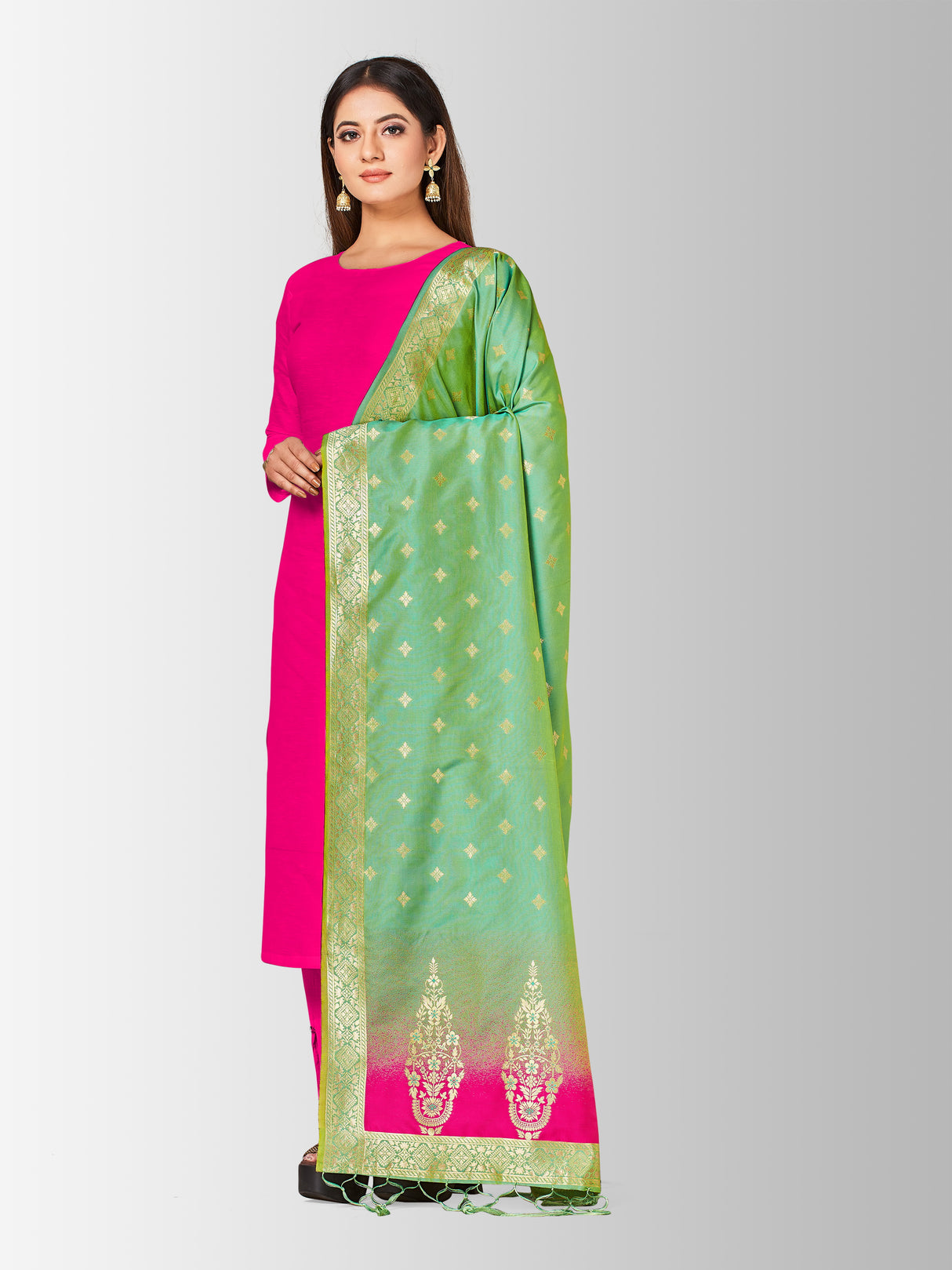 MIMOSA Women's Floral Art Silk Dupatta