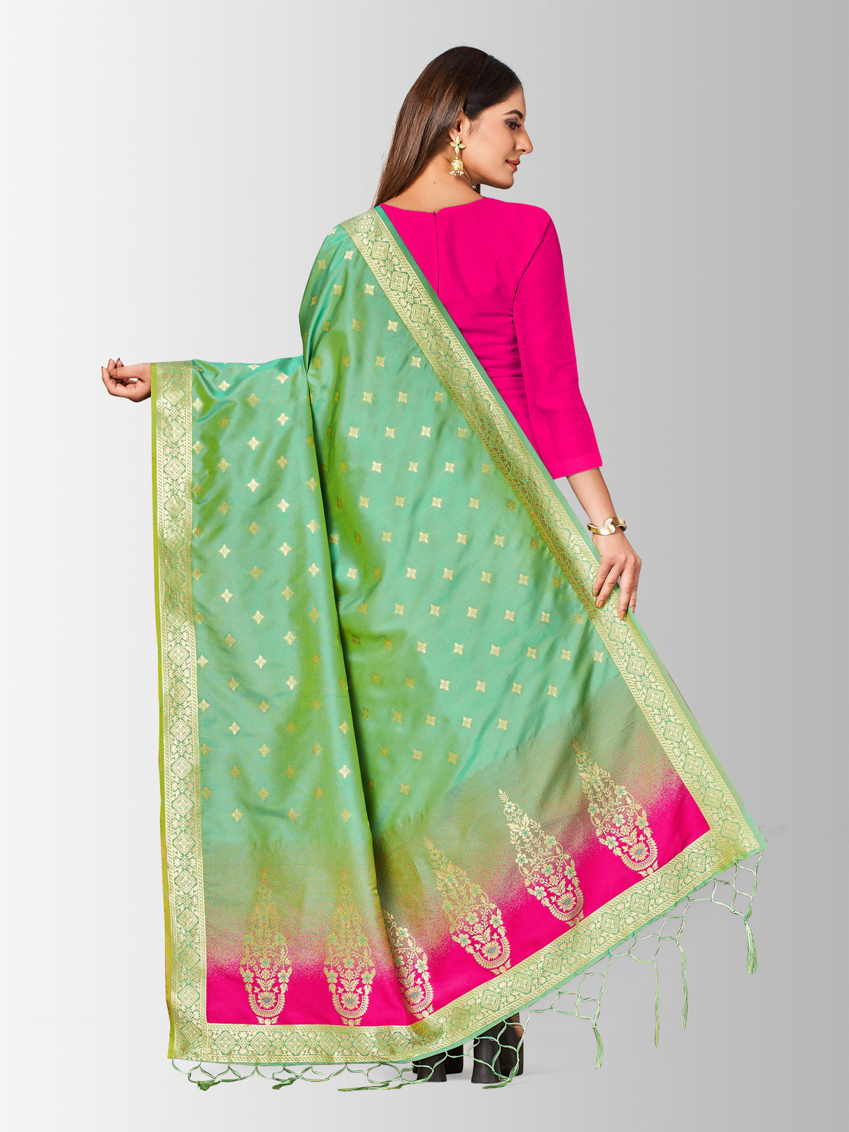 MIMOSA Women's Floral Art Silk Dupatta