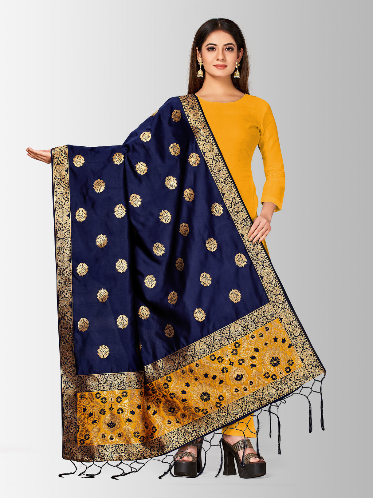 MIMOSA Women's Banarasi Art Silk dupatta Color