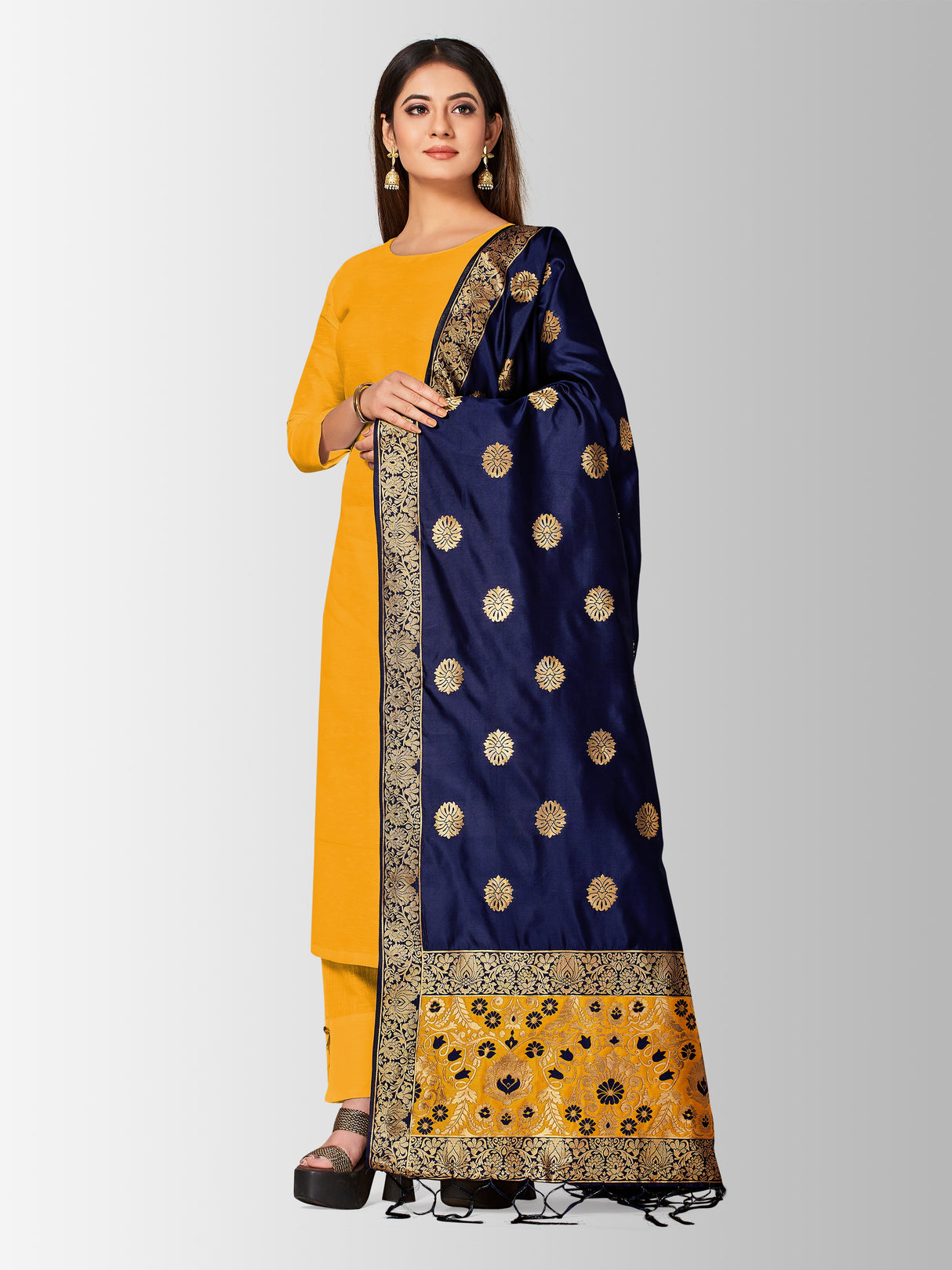 MIMOSA Women's Banarasi Art Silk dupatta Color