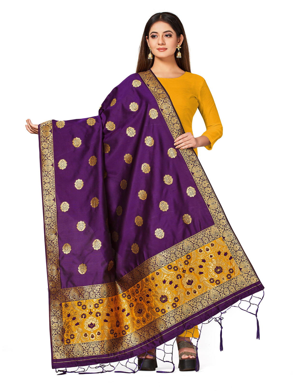 Mimosa Women's Banarasi Art Silk dupatta Color