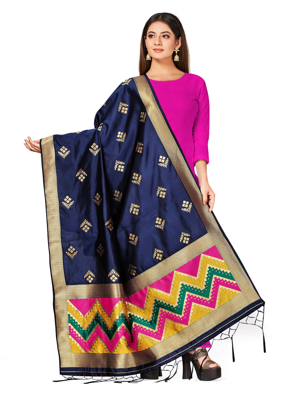 Mimosa Women's Banarasi Art Silk dupatta Color