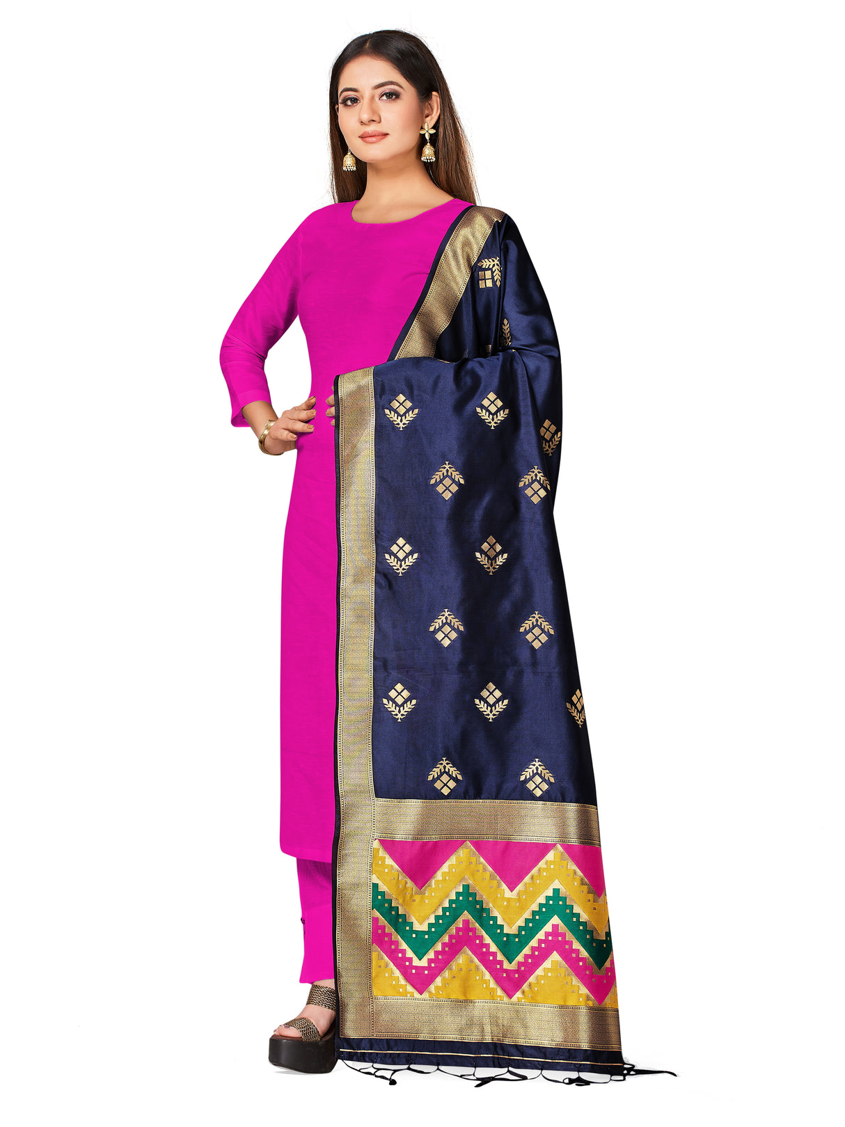 Mimosa Women's Banarasi Art Silk dupatta Color