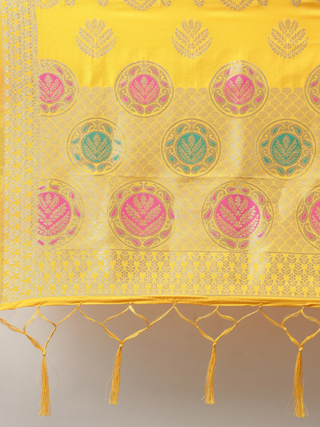 MIMOSA Yellow & Gold-Coloured Woven Design Dupatta