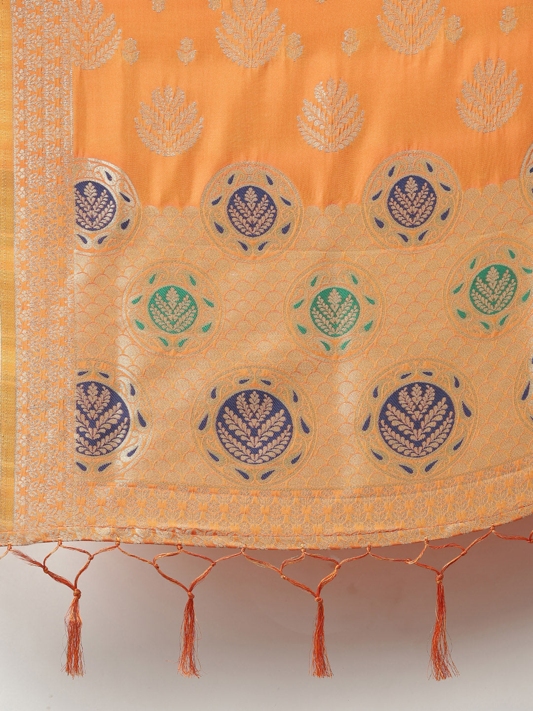 MIMOSA Orange & Gold-Toned Woven Design Dupatta