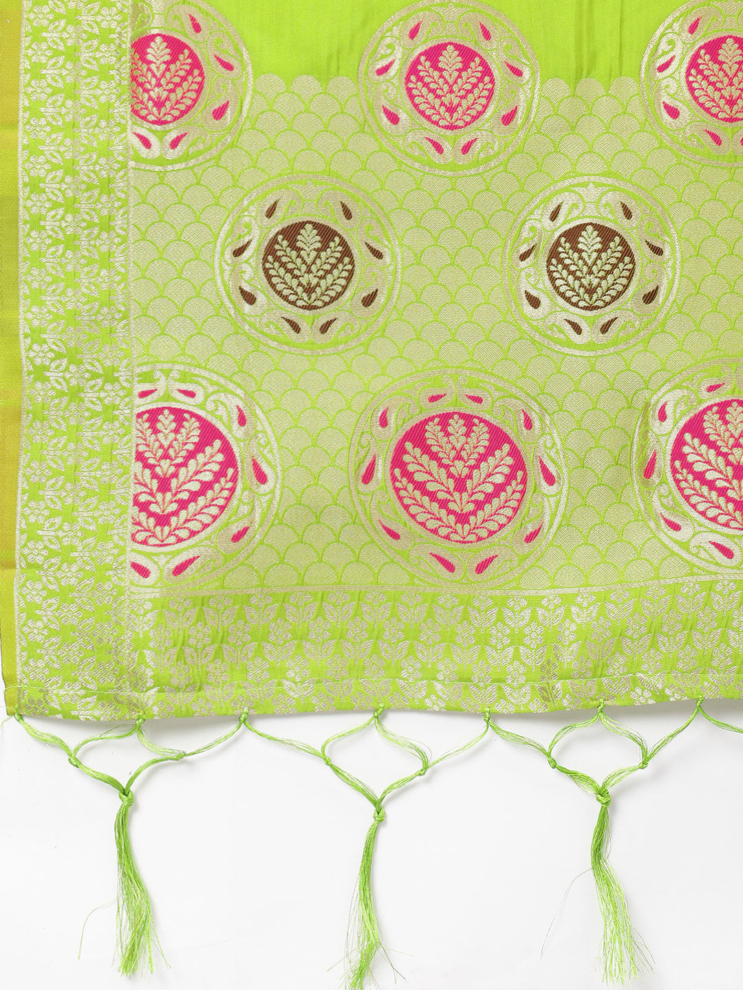 MIMOSA Green & Gold-Toned Woven Design Dupatta
