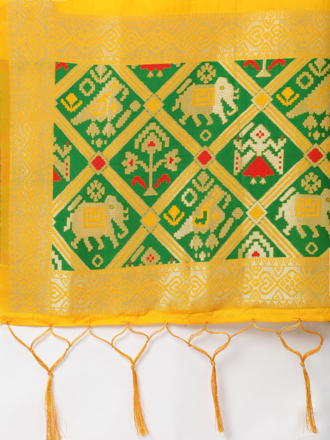 MIMOSA Yellow & Gold-Toned Woven Design Dupatta