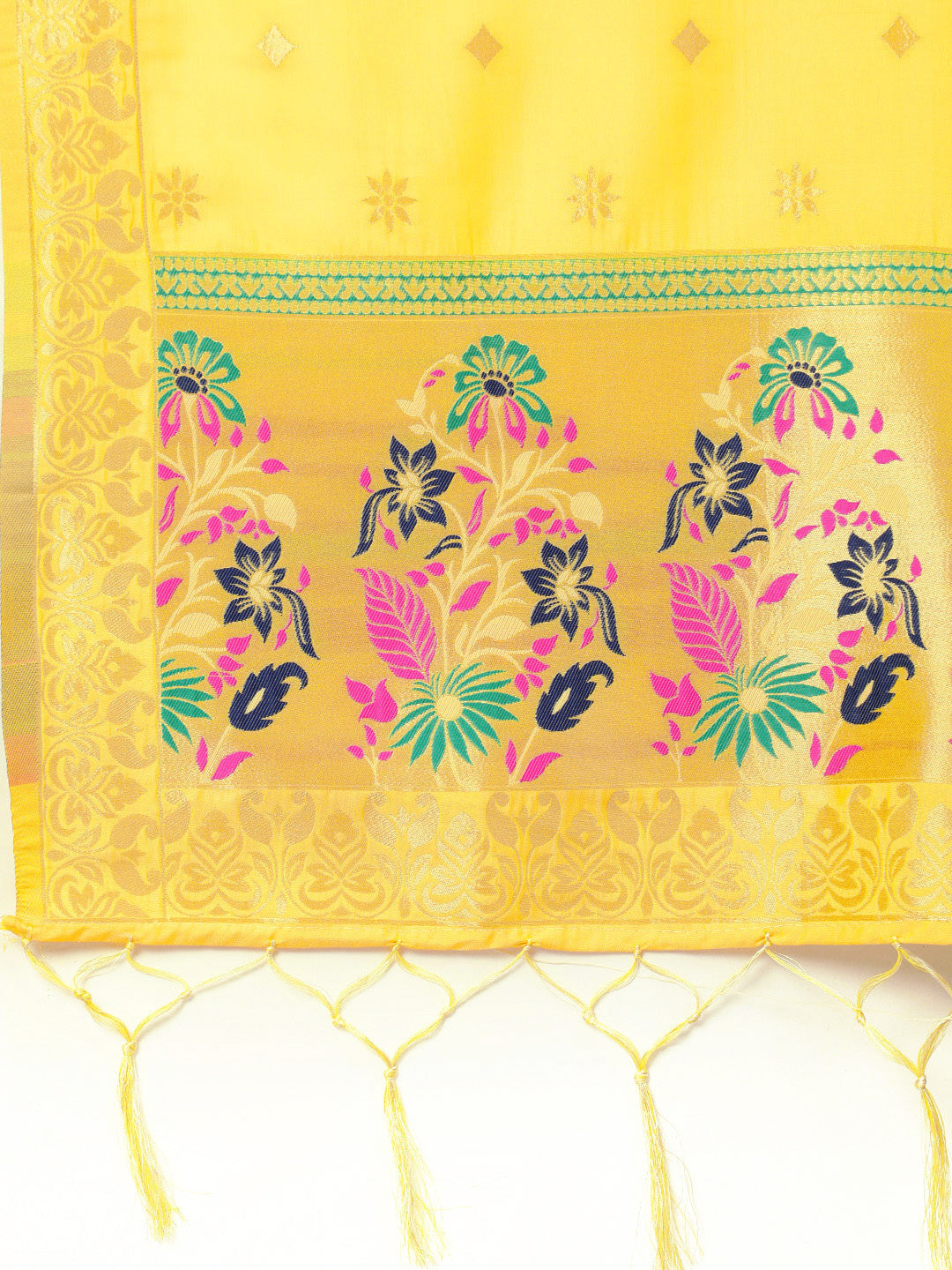 MIMOSA Yellow & Gold-Toned Woven Design Dupatta
