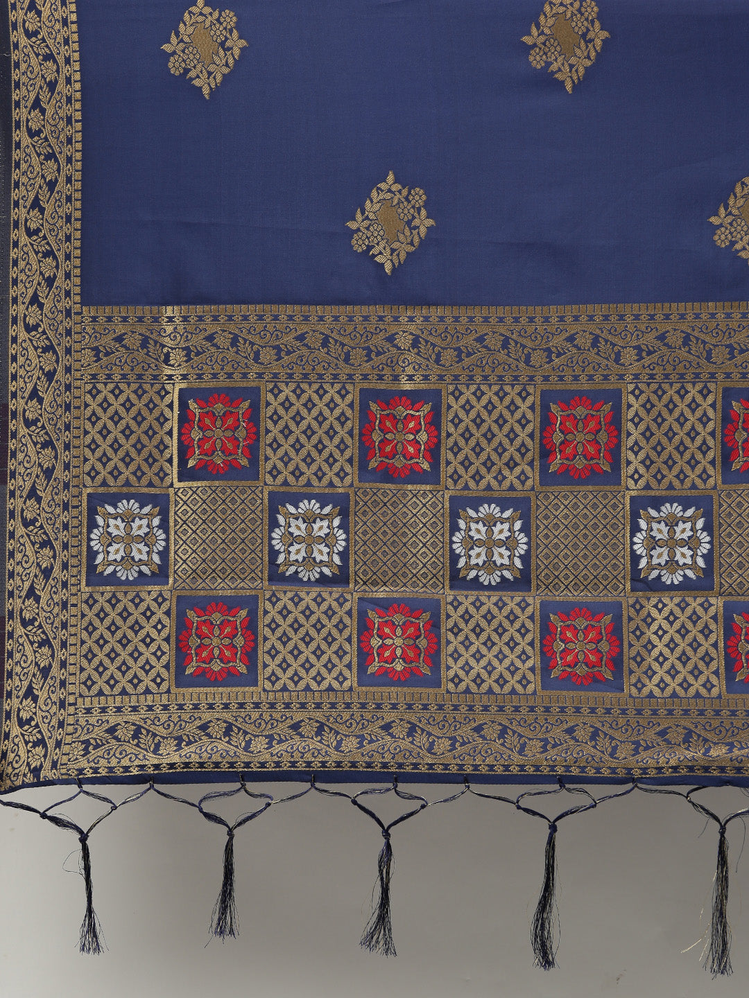 MIMOSA Navy Blue & Gold-Coloured Woven Design Dupatta