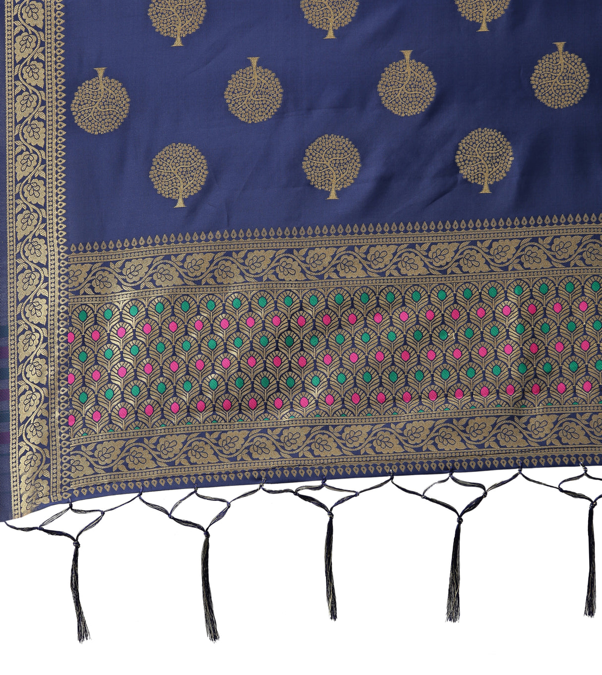 MIMOSA Navy Blue & Gold-Coloured Woven Design Dupatta