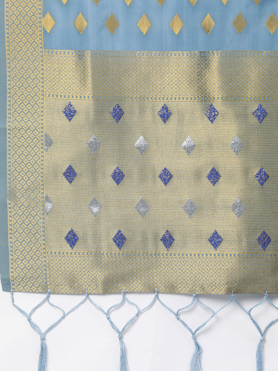 MIMOSA Grey & Gold-Toned Woven Design Dupatta