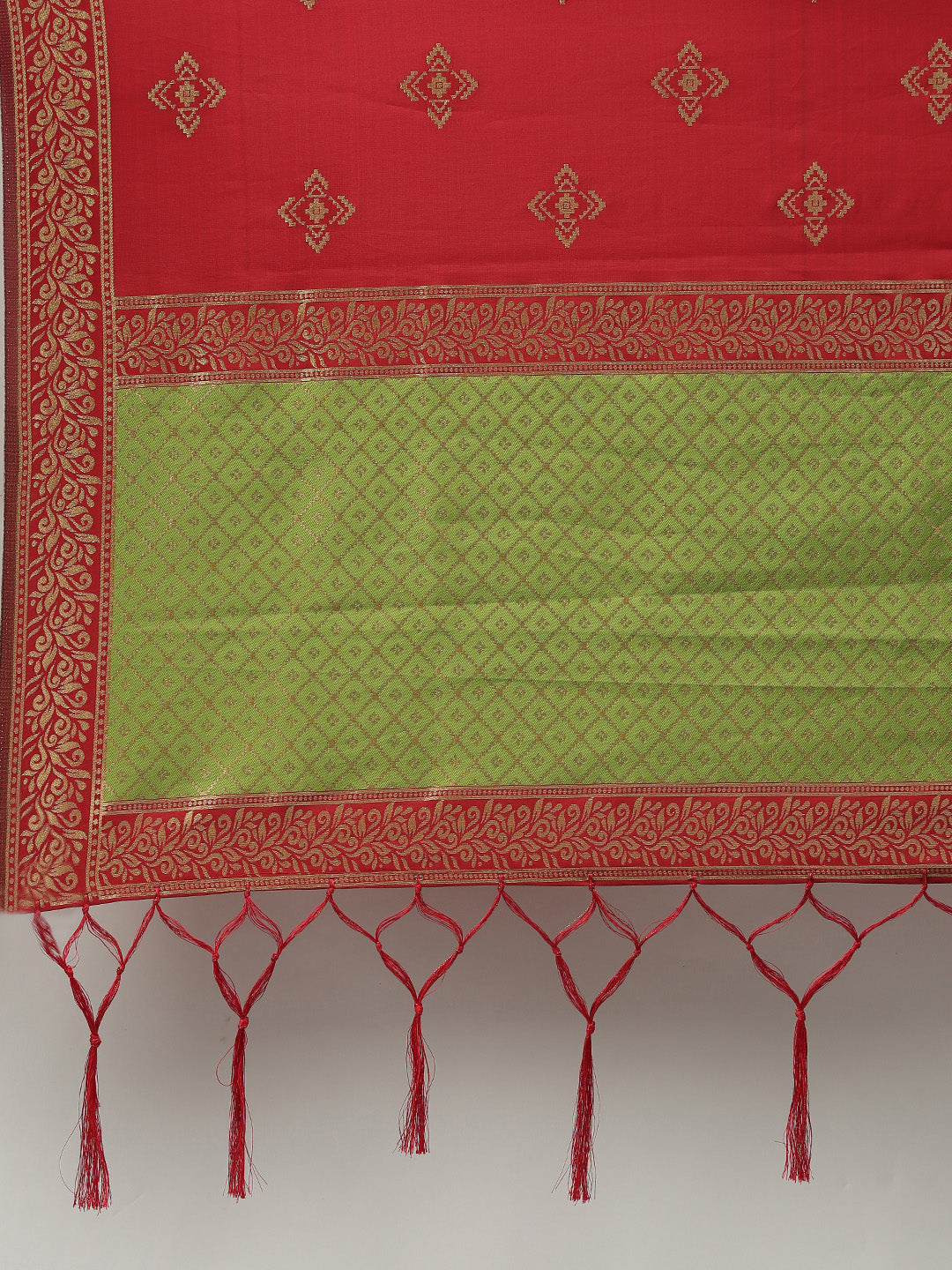 MIMOSA Maroon & Gold-Toned Woven Design Dupatta