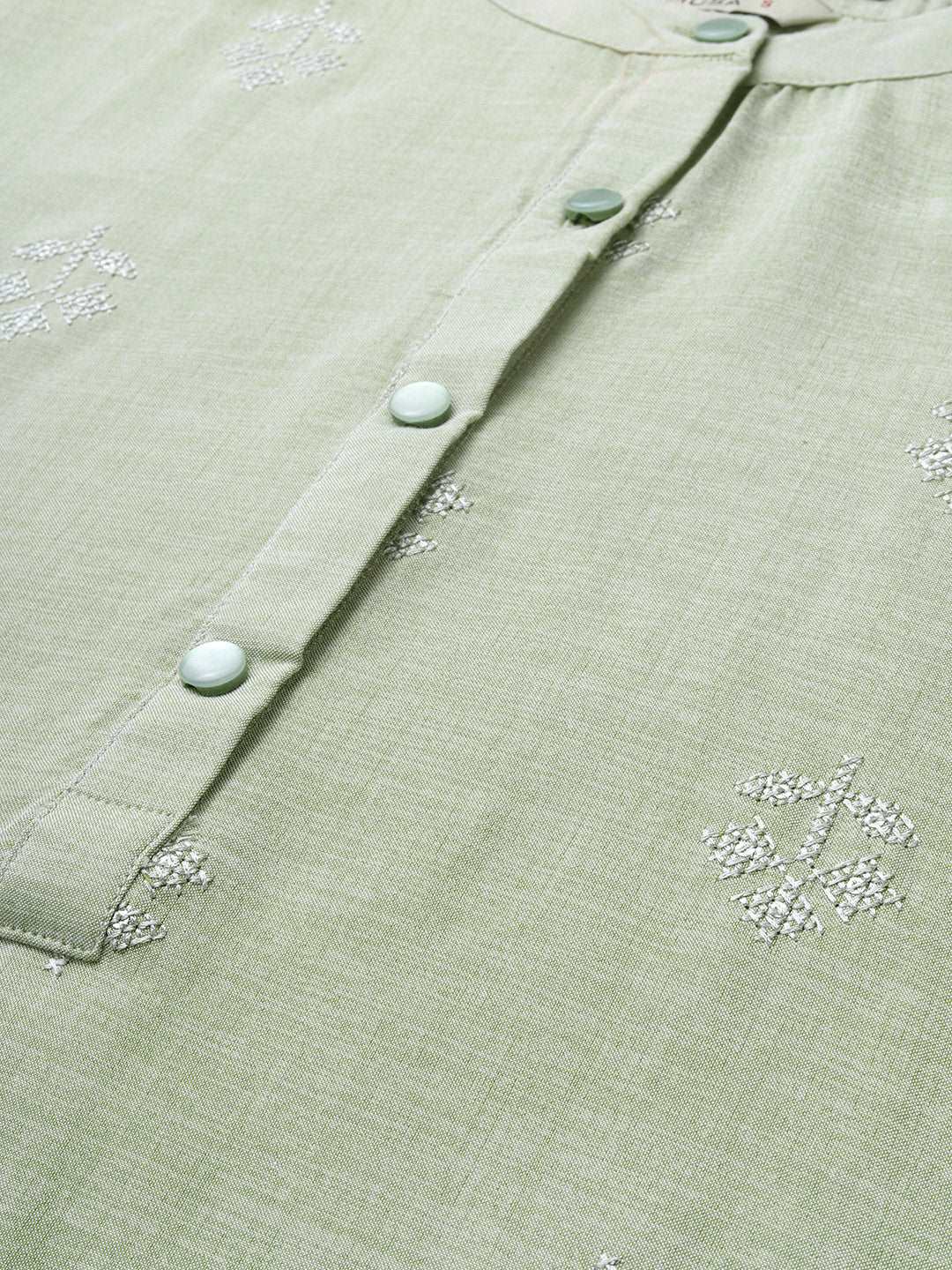 Mimosa Women Green Embroidered Straight Kurta