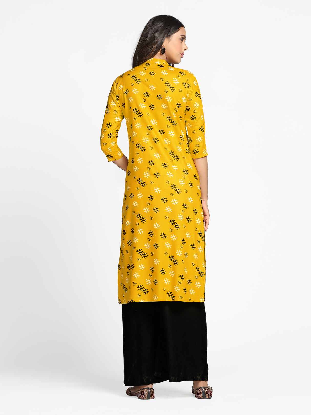 Mimosa Mustard Yellow Color Printed Straight Kurta
