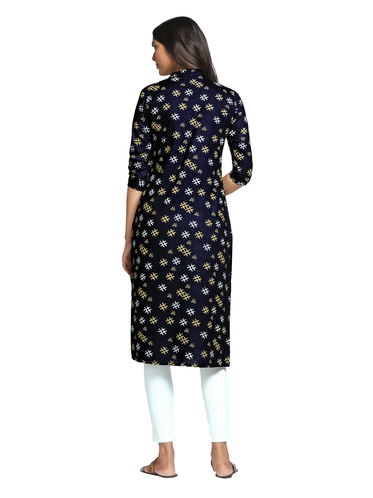 Mimosa Navy Blue Color Printed Straight Kurta